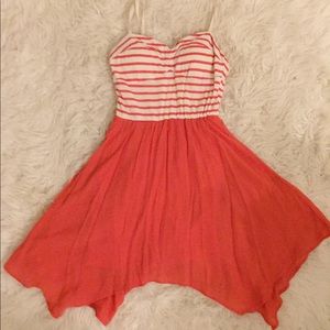Lily Rose choppy hem coral dress 🌹